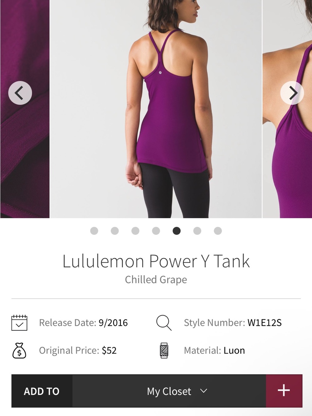 lululemon athletica Power Y Tank - Grape Purple